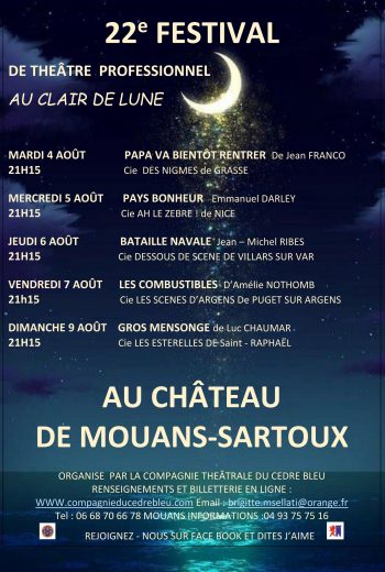 22ème FESTIVAL DE THEÂTRE PROFESSIONNEL DU 4,5,6,7,9 AOÛT 2026